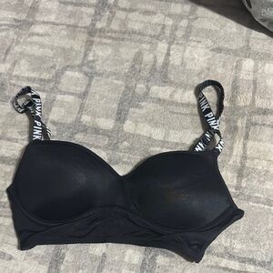 PINK Victoria's Secret Black Demi-Cup Bra with Molded Cups